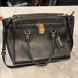 Michael Kors black leather medium purse bag GUC!!